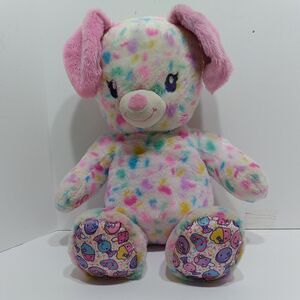 Build A Bear BAB Workshop Confetti Candy Dog Multicolor Plush Stuffed 15" USED